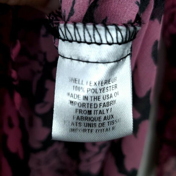 MILLY Blouse Shirt Size 2 Pink Black Brooke Floral Print Chiffon - Picture 9 of 10